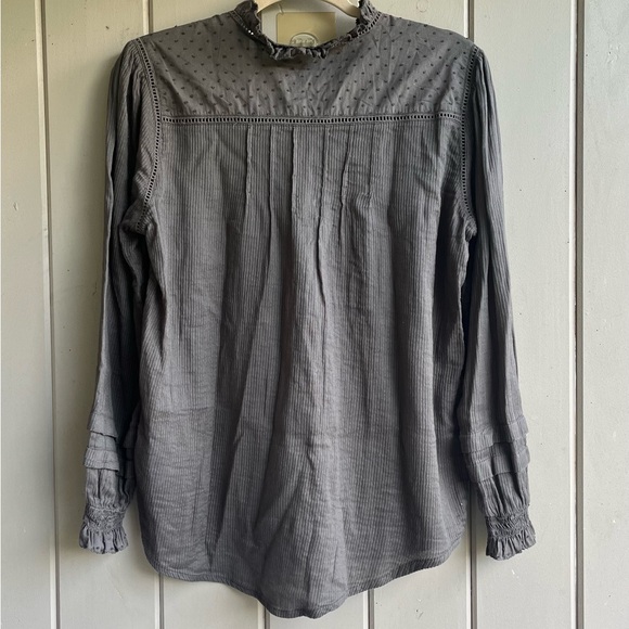 Quince Women's M Organic Textured Cotton Peasant Blouse Boho Chic - Picture 8 of 9